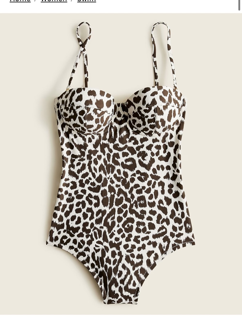NWOT JCREW  Underwire one-piece swimsuit in leopard print size 10